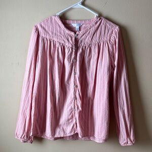 Pink Striped Button-Up Blouse